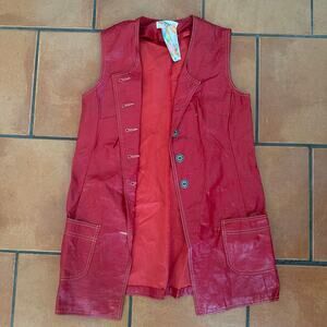 Red Vintage Leather Vest